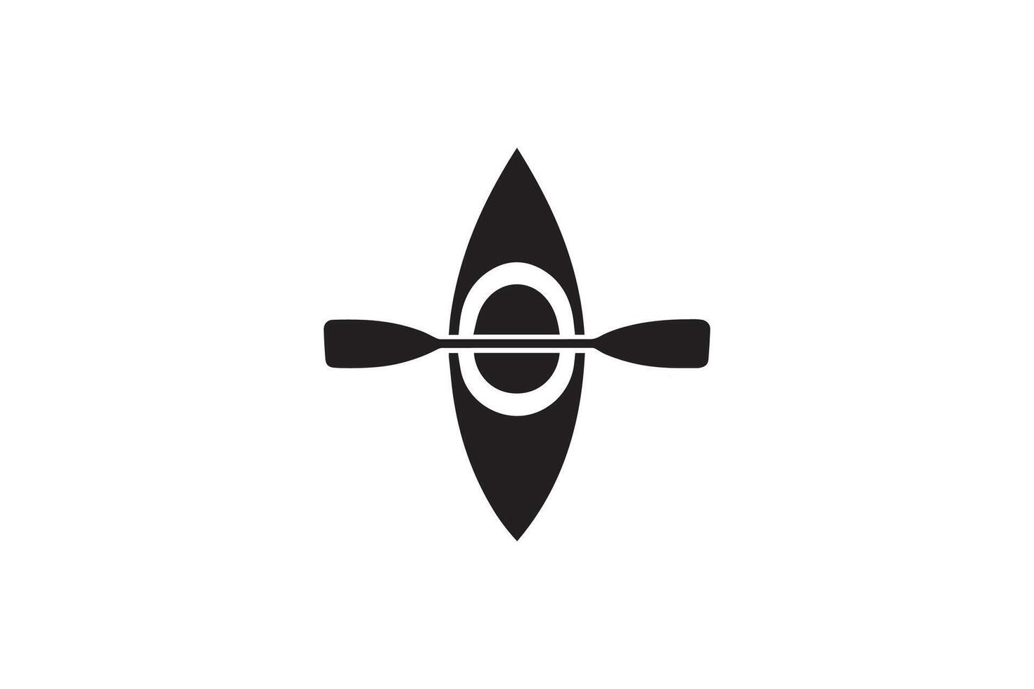 A black and white logo of a canoe vector