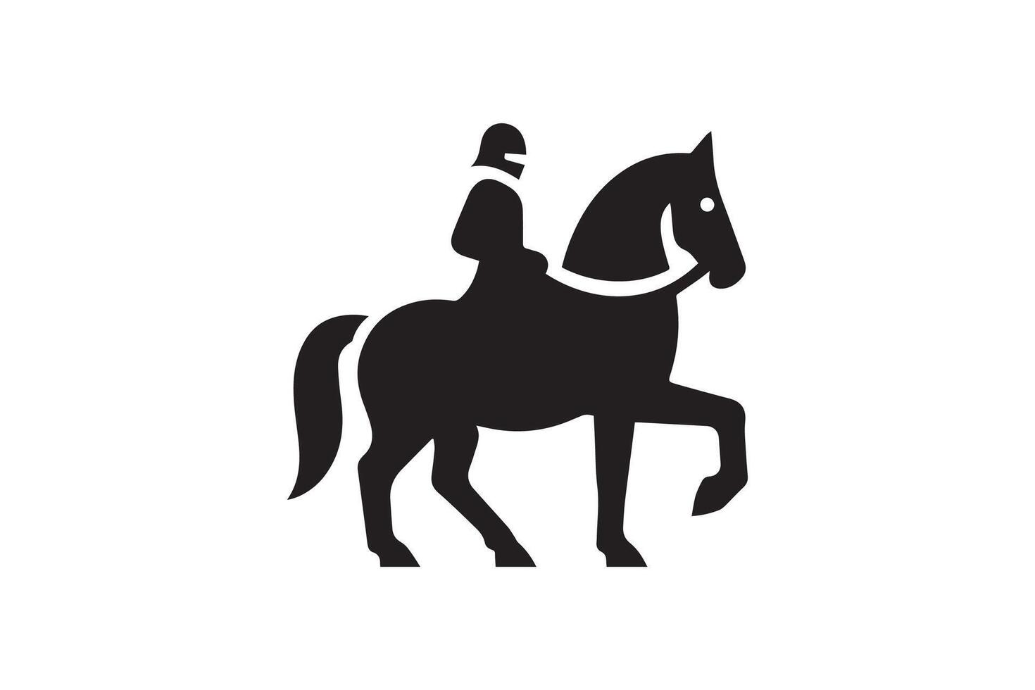 A black and white illustration of a man on a horse vector