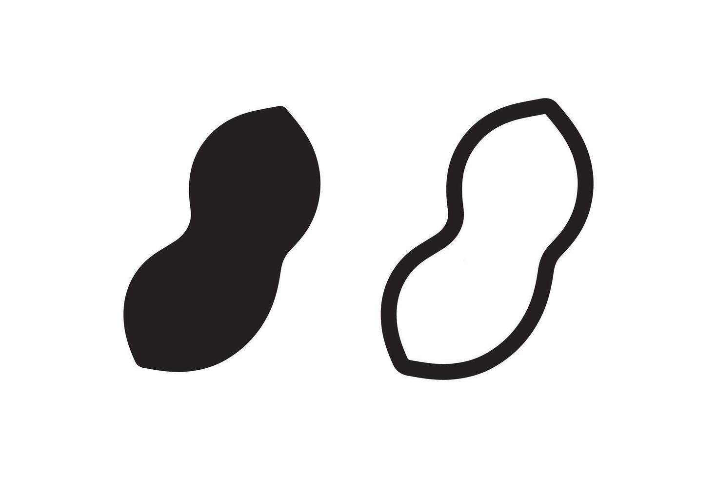 Two black and white images of a peanut vector
