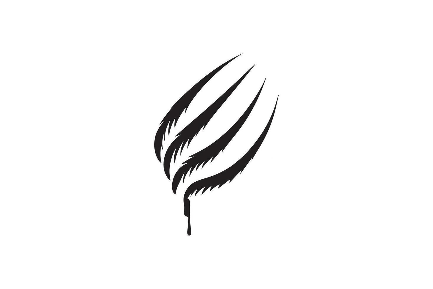 A black and white drawing of a feather vector