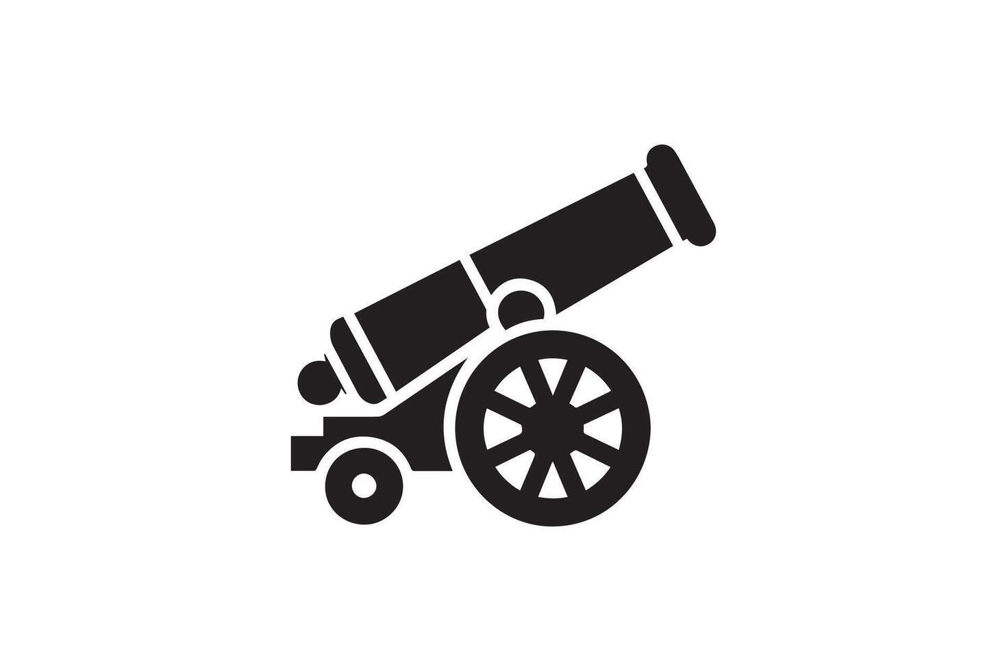 A black and white icon of a cannon on a white background vector