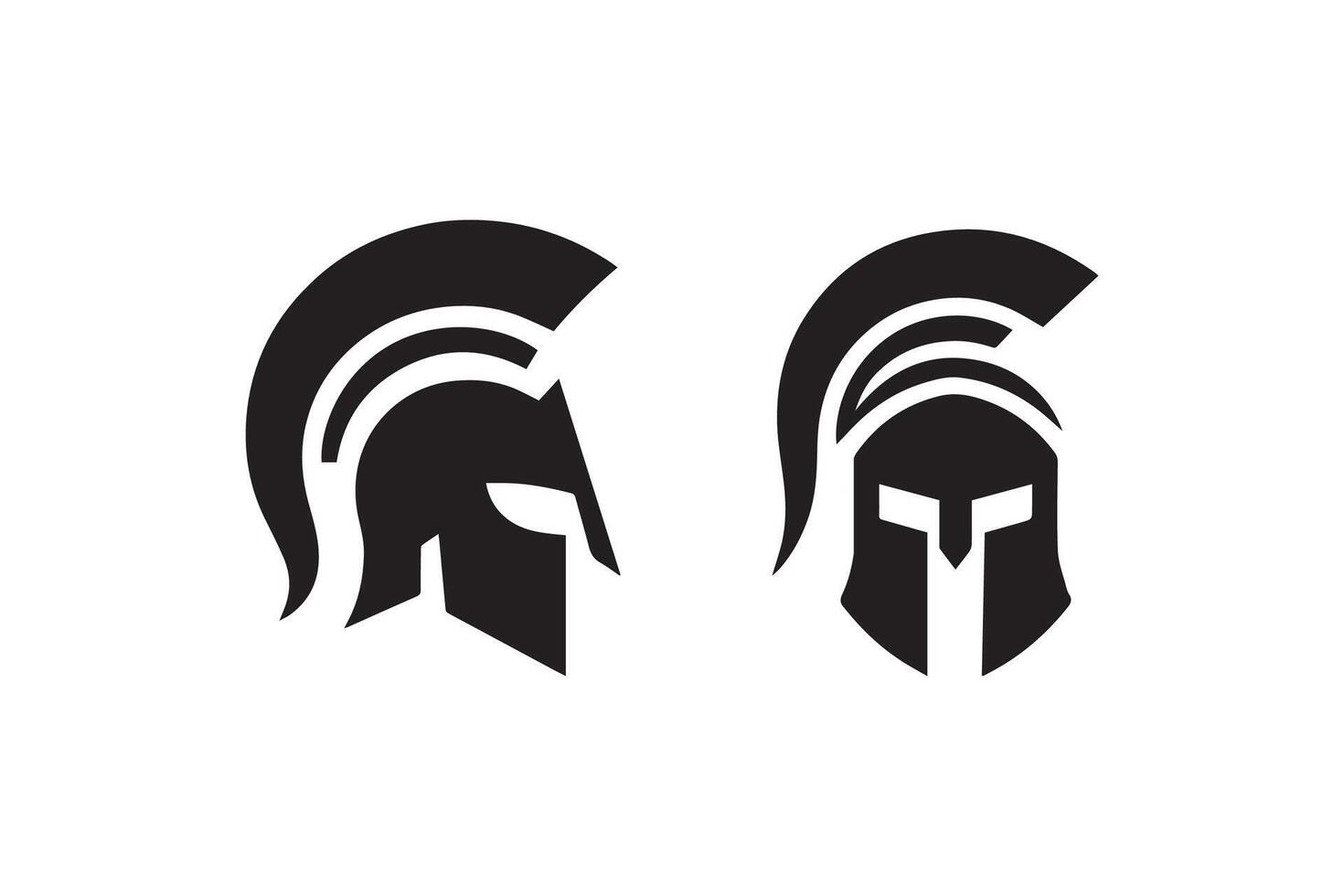 Two spartan helmets are shown on a white background vector