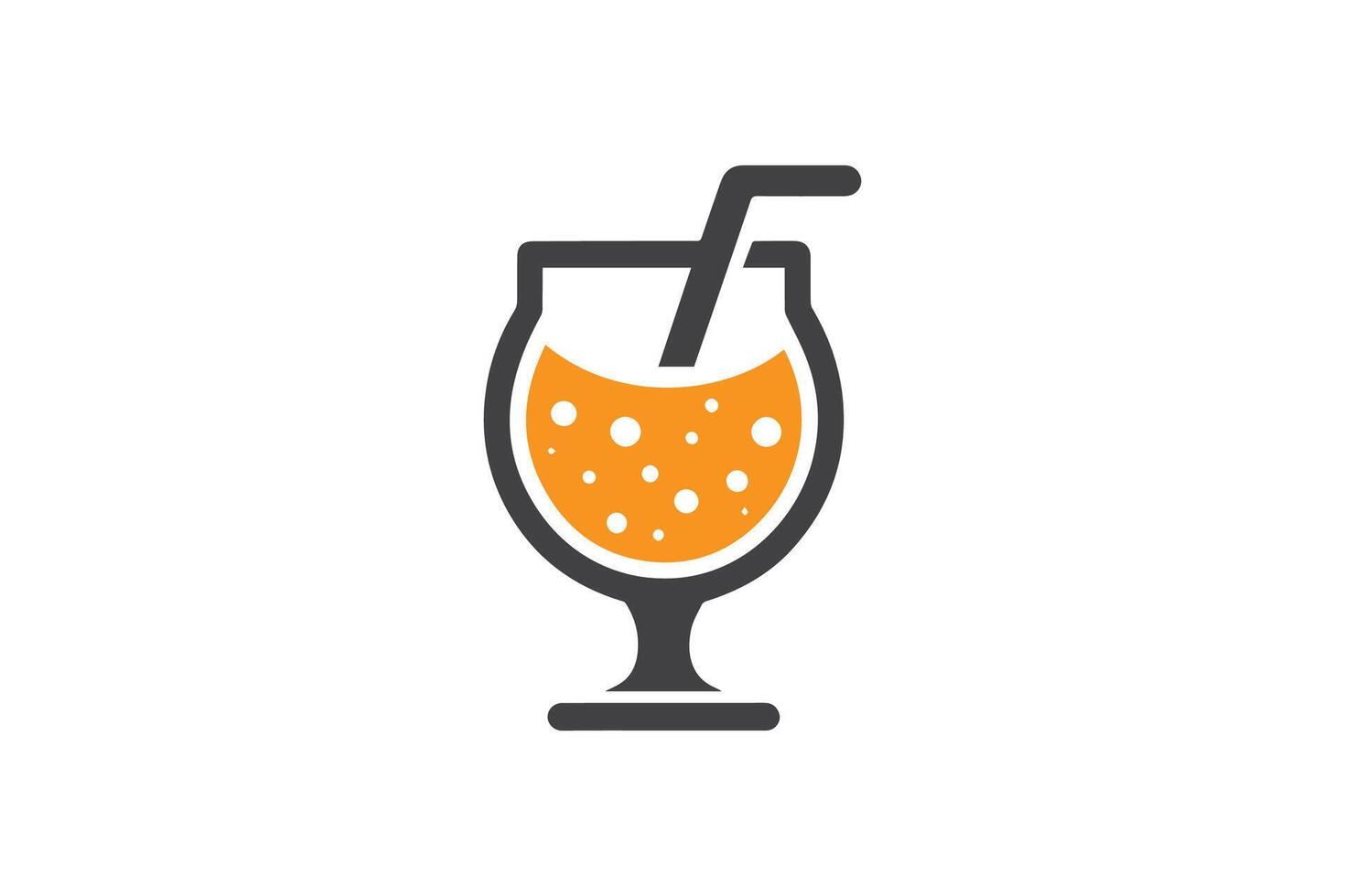 A drink with a straw and orange juice in a glass vector