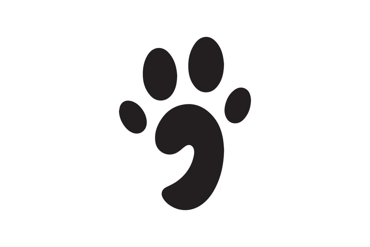 A black and white paw print on a white background vector