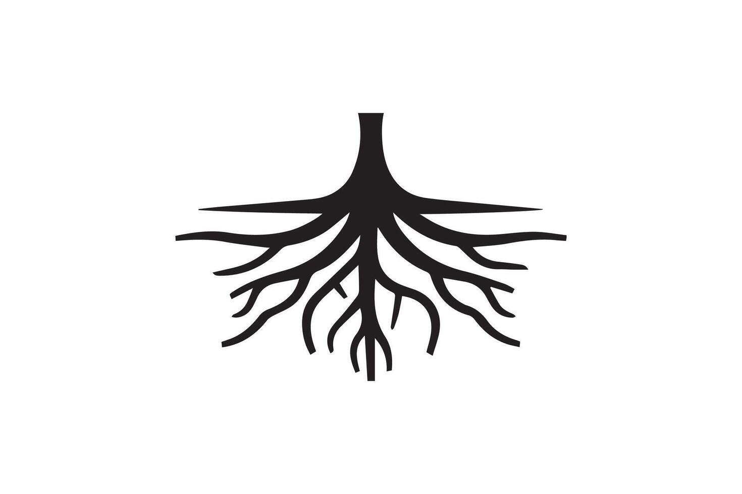 A black and white illustration of a tree with roots vector