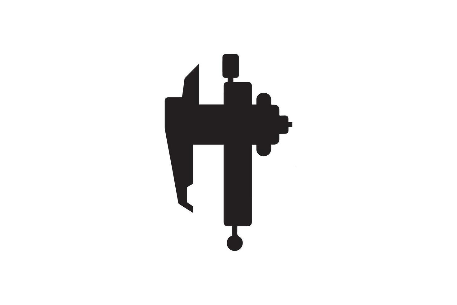 A black and white silhouette of a wrench vector