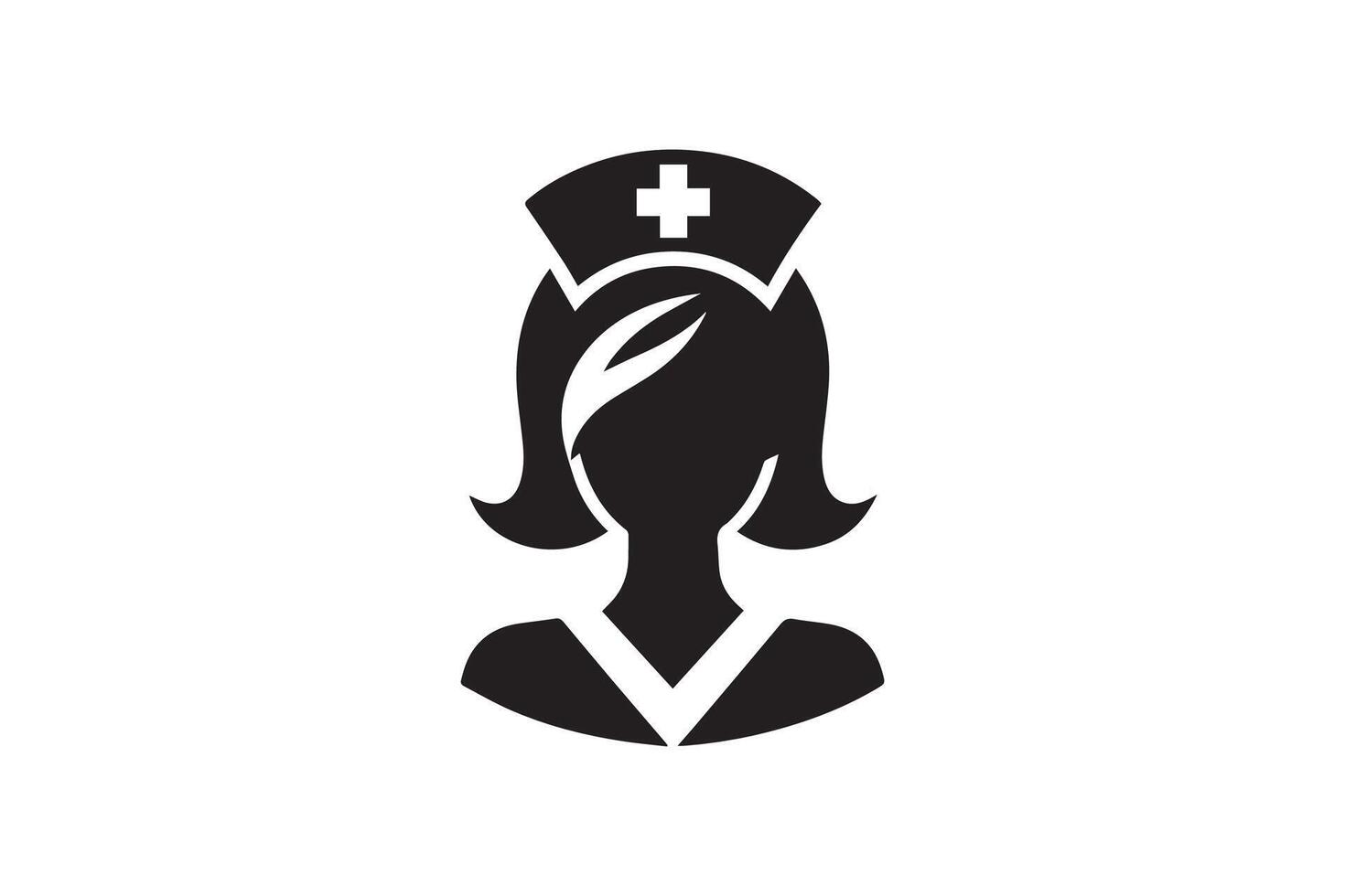 A black and white silhouette of a nurse vector