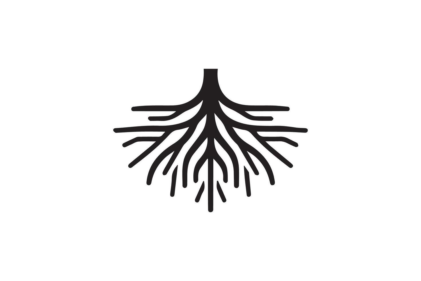 A black and white logo of a tree with roots vector