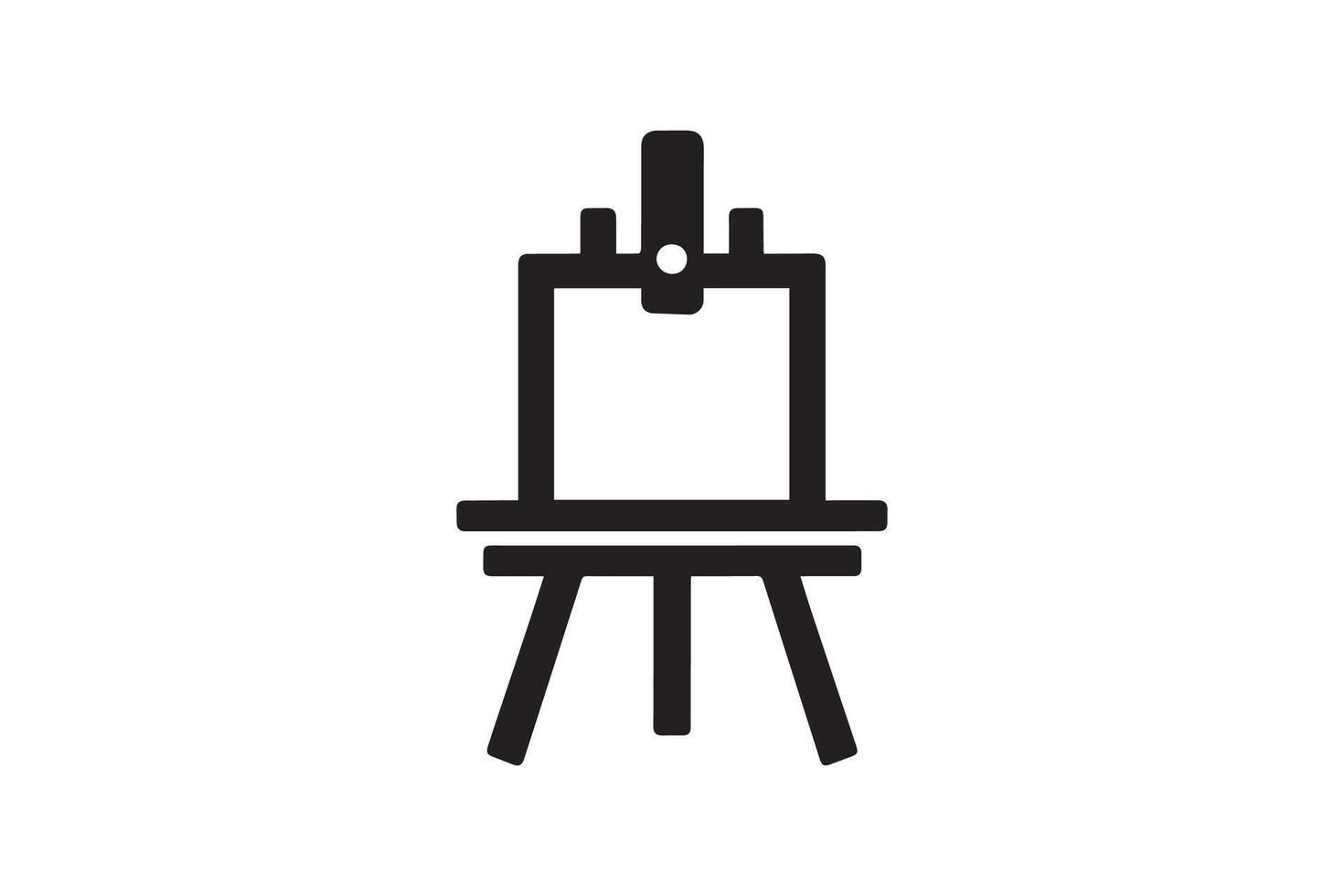 A black and white image of a easel with a paintbrush vector