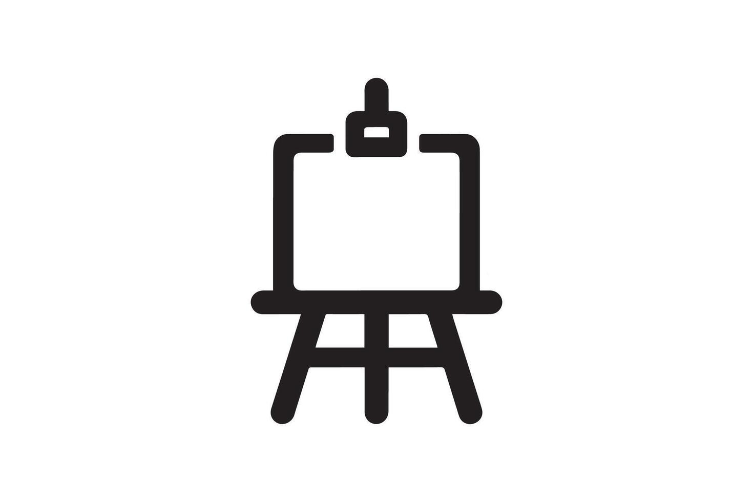 A black and white image of an easel with a canvas vector