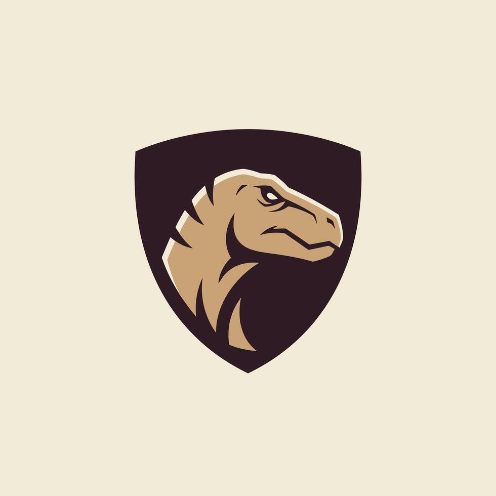 a dinosaur head logo on a beige background vector