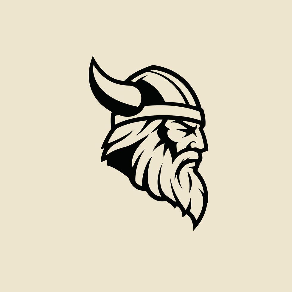 A viking head logo with a beard and a beard vector