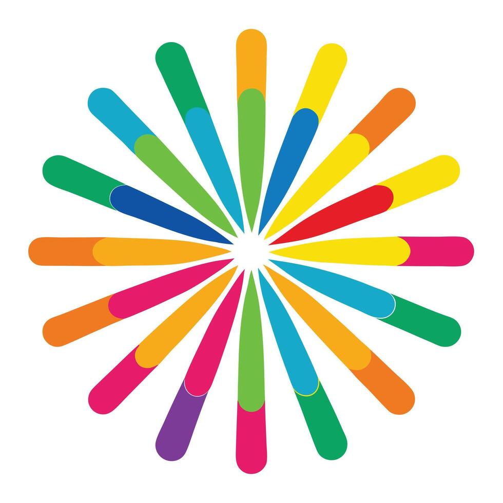 Radiating Abstract Shapes With Rounded Color Forms vector