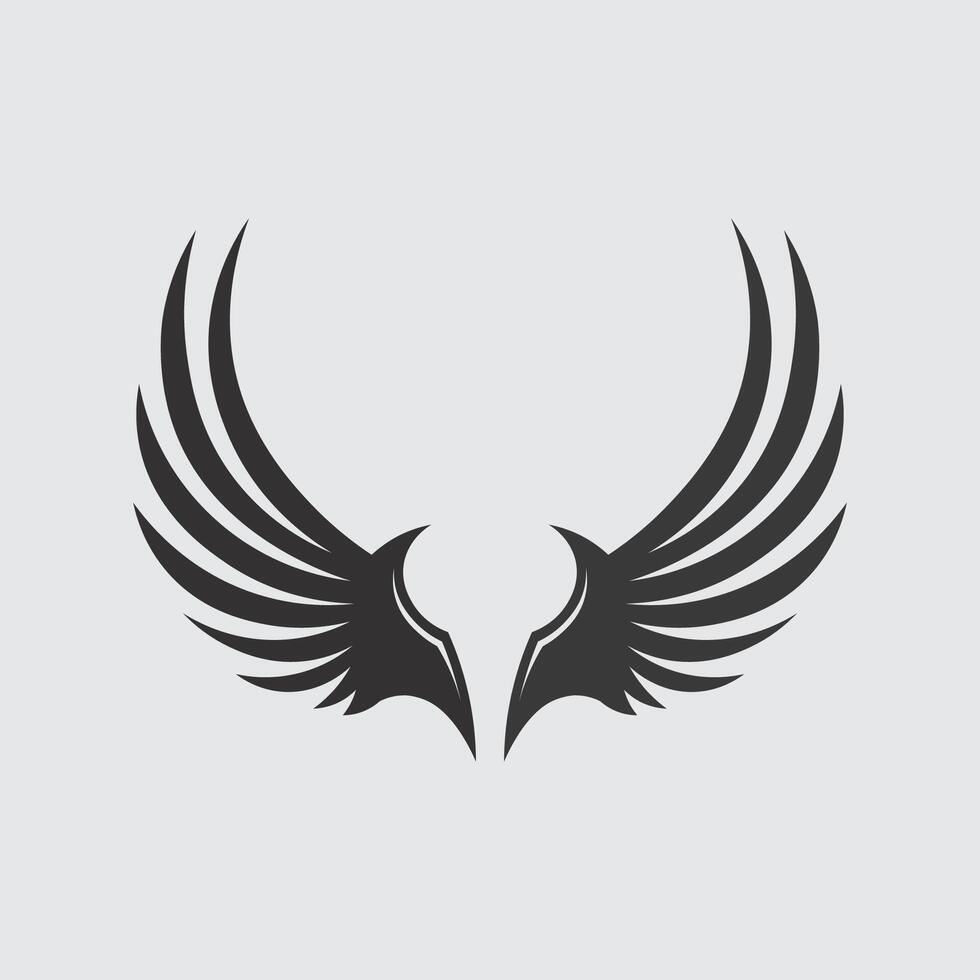 Wings logo and animal black wings icon sign stock logo design graphic illustration vector