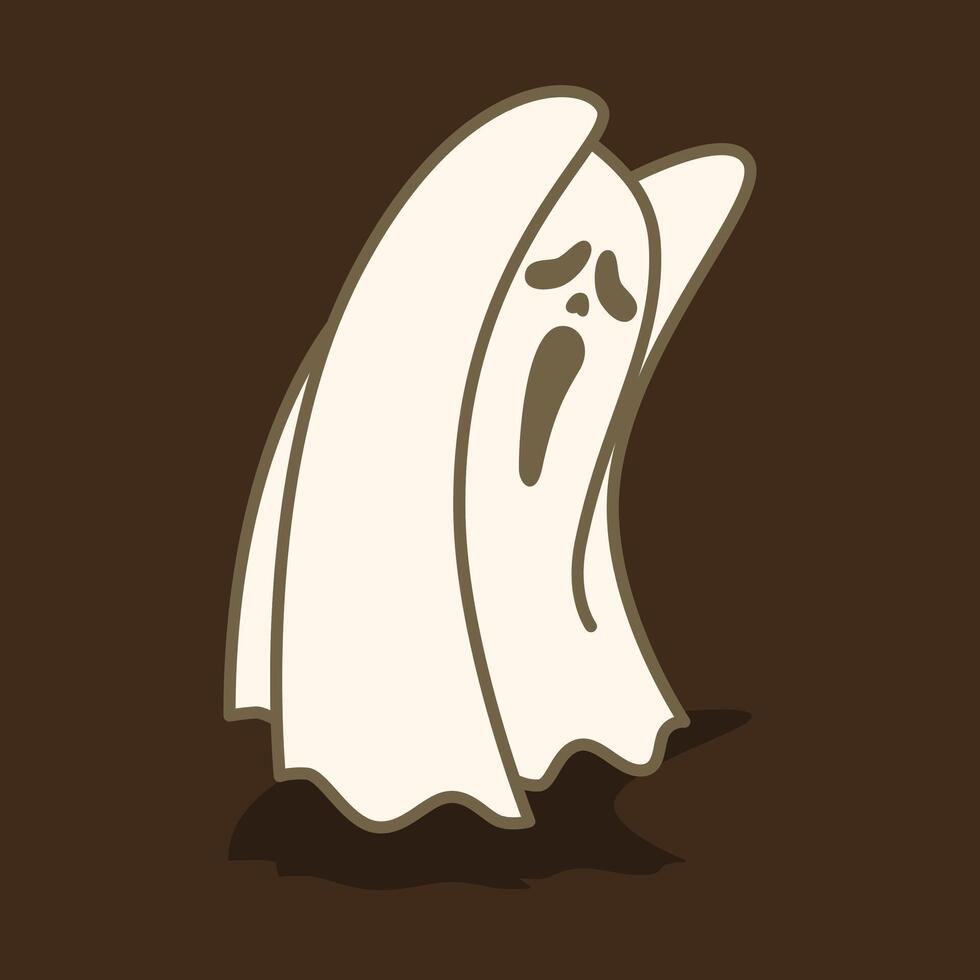 A ghost with a white face and a brown background vector