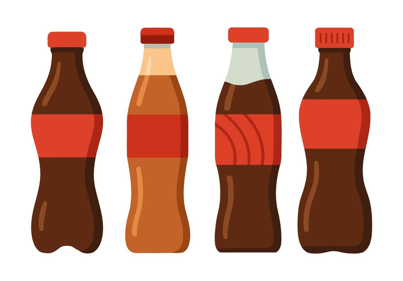 Creative Soft Drink Bottle Designs with Red Branding and Different Styles vector