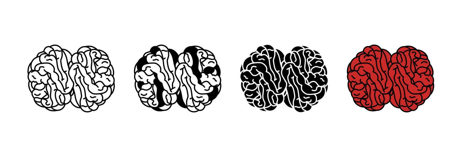 Illustration of the brain in different shapes. vector