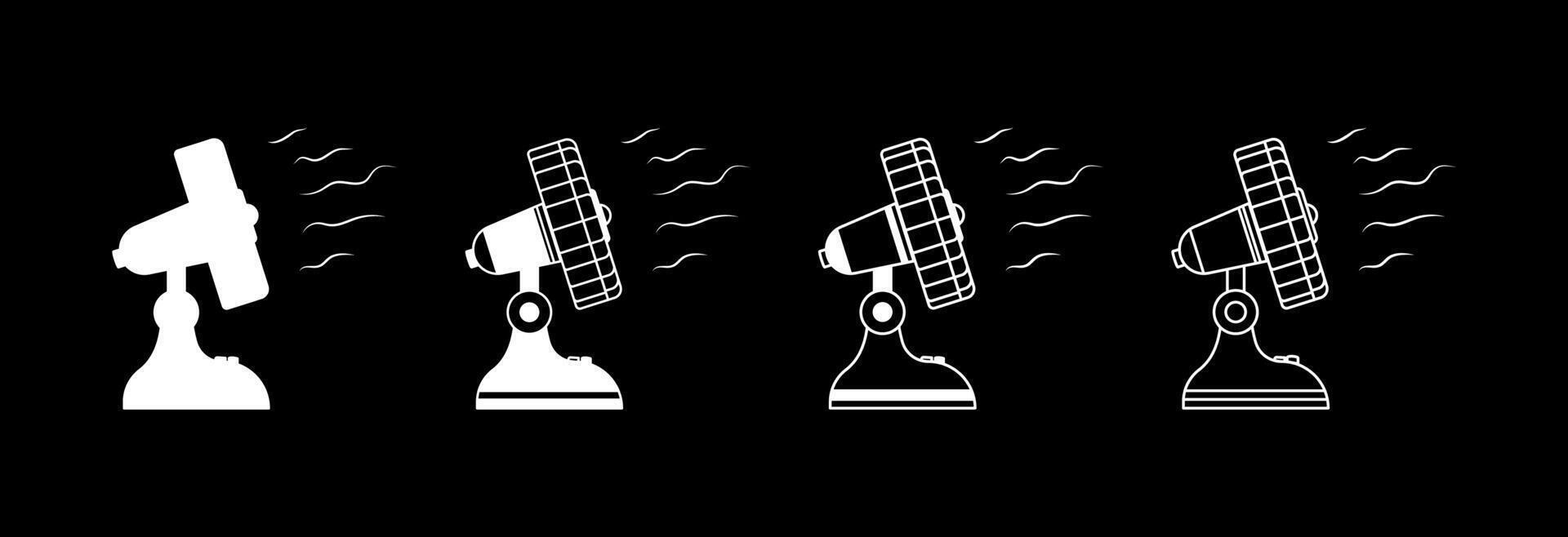 Electric fan, icon in different variations on a white background. vector