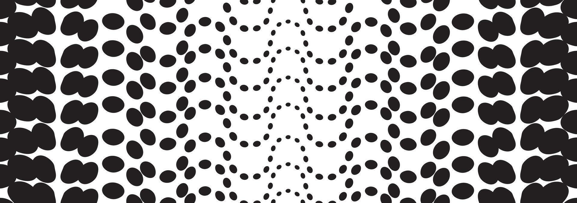 Dotted pattern texture, circle polkadot background. Wavy ripple white texture. Artistic wavy black abstract seamless pattern vector