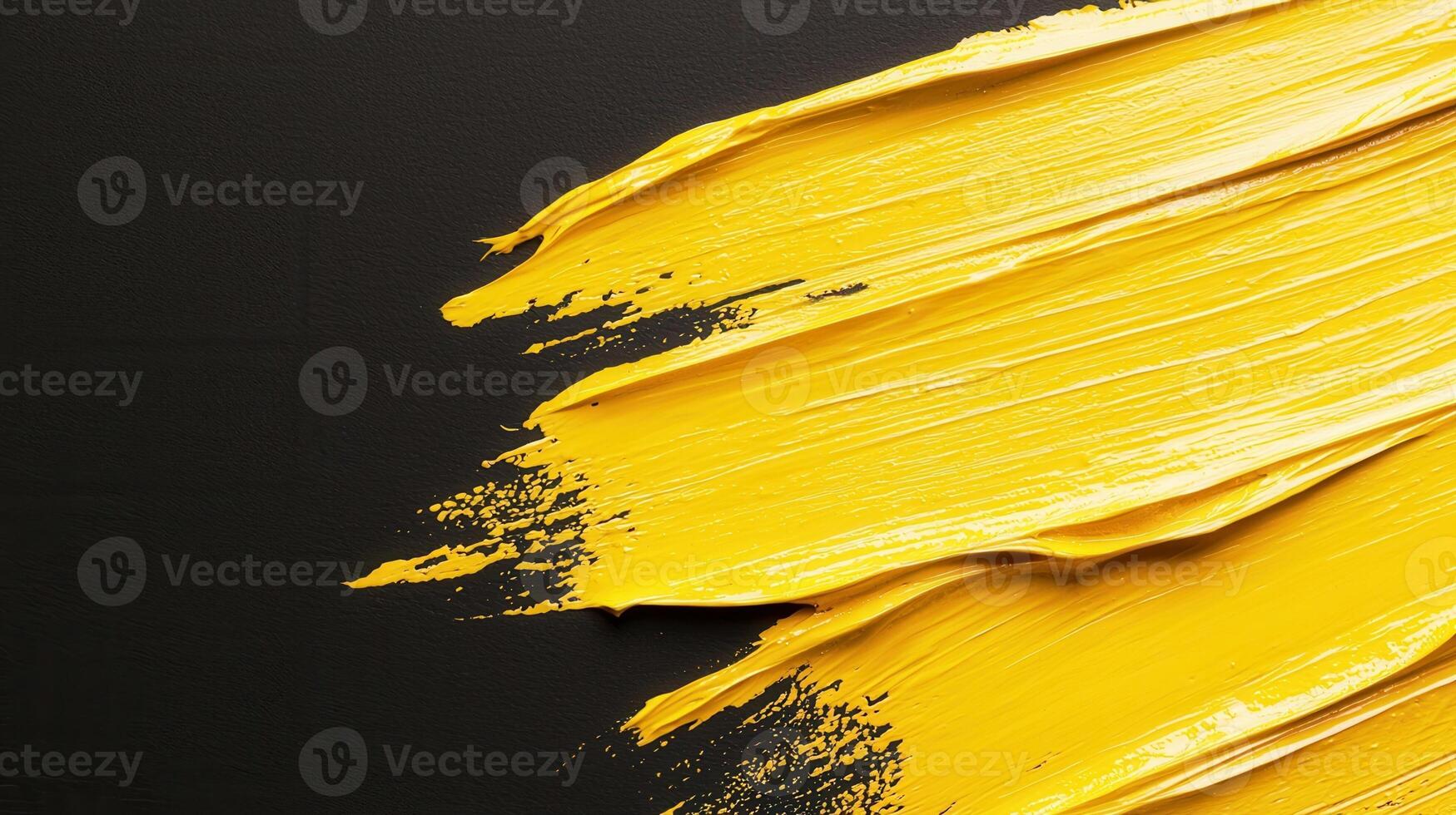 Golden paint brush stroke splashing across elegance surface, representing artistic dark and luxurious graphic design element photo