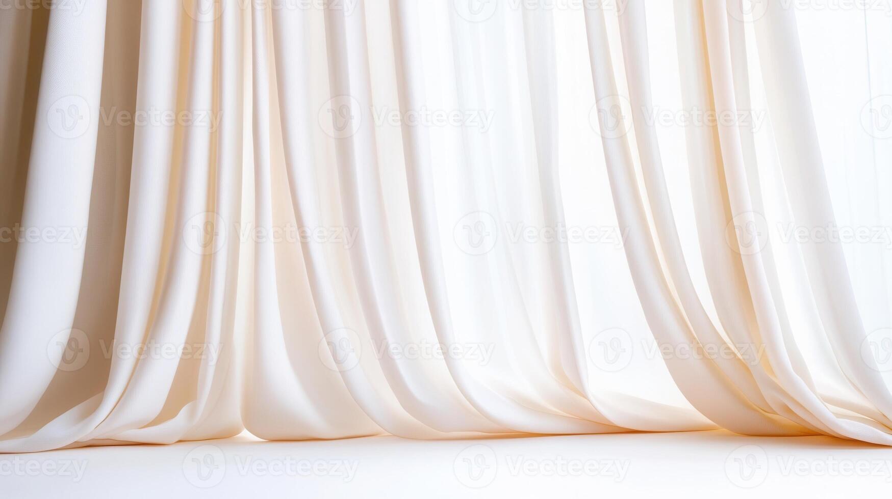 and filters through elegant, creating white Sunlight background, curtains a serene flowing minimalist atmosphere photo
