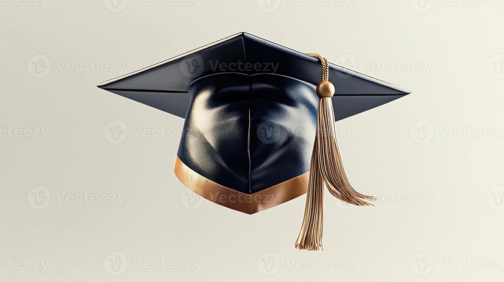 Gold tassel draped over graduation cap, symbolizing academic achievement, learning educational success photo