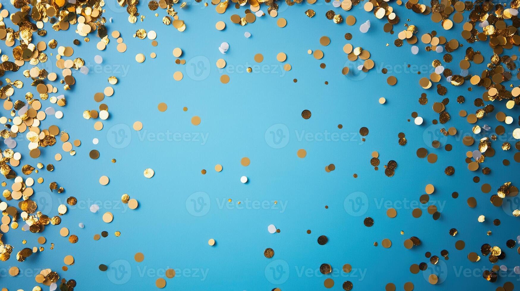 Sparkling golden confetti cascading festive luminous azure background, symbolizing and celebration over energy photo