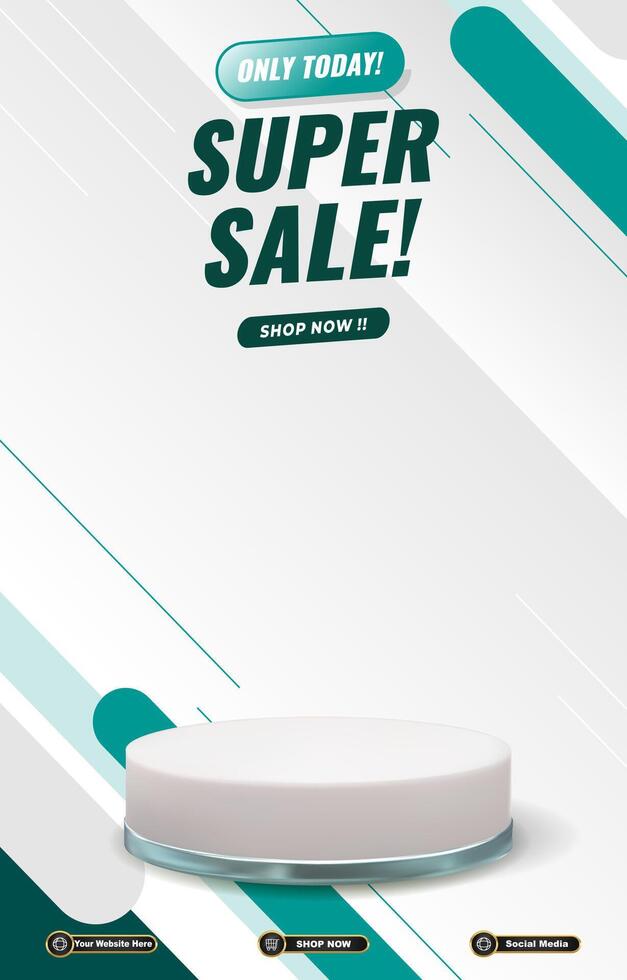 super sale discount with 3d podium for product sale with white background design vector