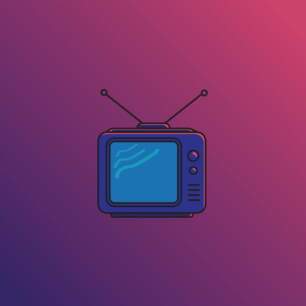 Simple Retro TV Icon on Gradient Background for Minimalist Media and Technology Design vector
