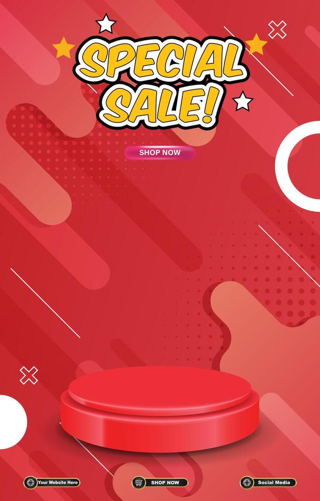 special sale with 3d podium for product sale with red background vector