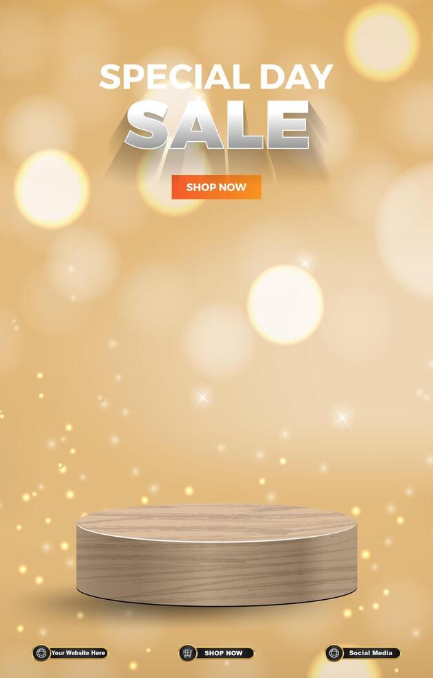 special offer sale discount template banner with 3d podium for product sale with gradient background design vector