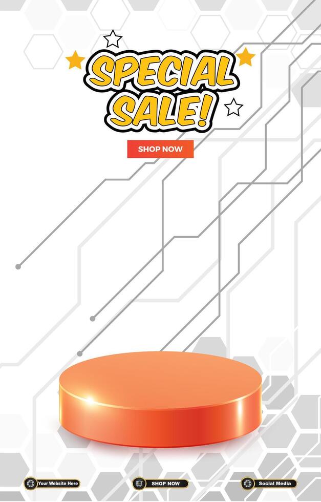 special sale with 3d podium for product sale with white abstract background vector
