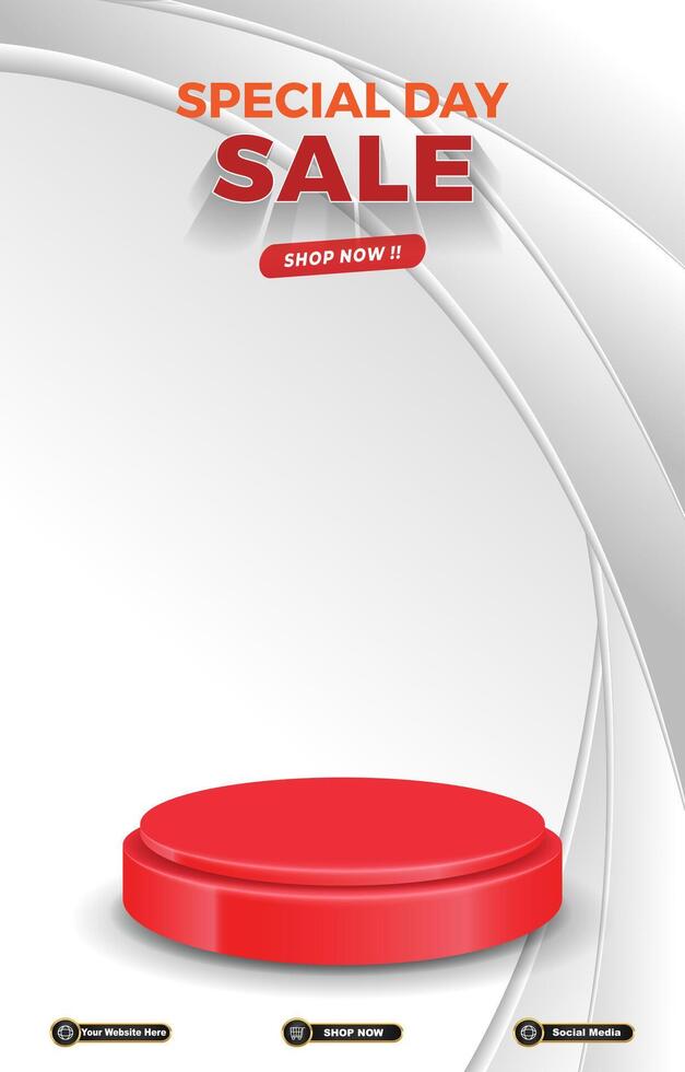 special sale discount template banner with 3d podium for product sale with white background design vector