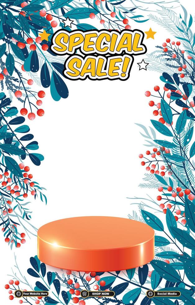 special discount sale template banner with blank space 3d podium with abstract gradient background design vector