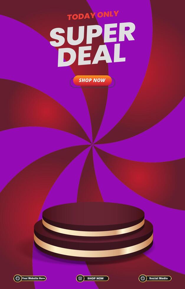 super deal sale discount with 3d podium for product sale with purple background design vector
