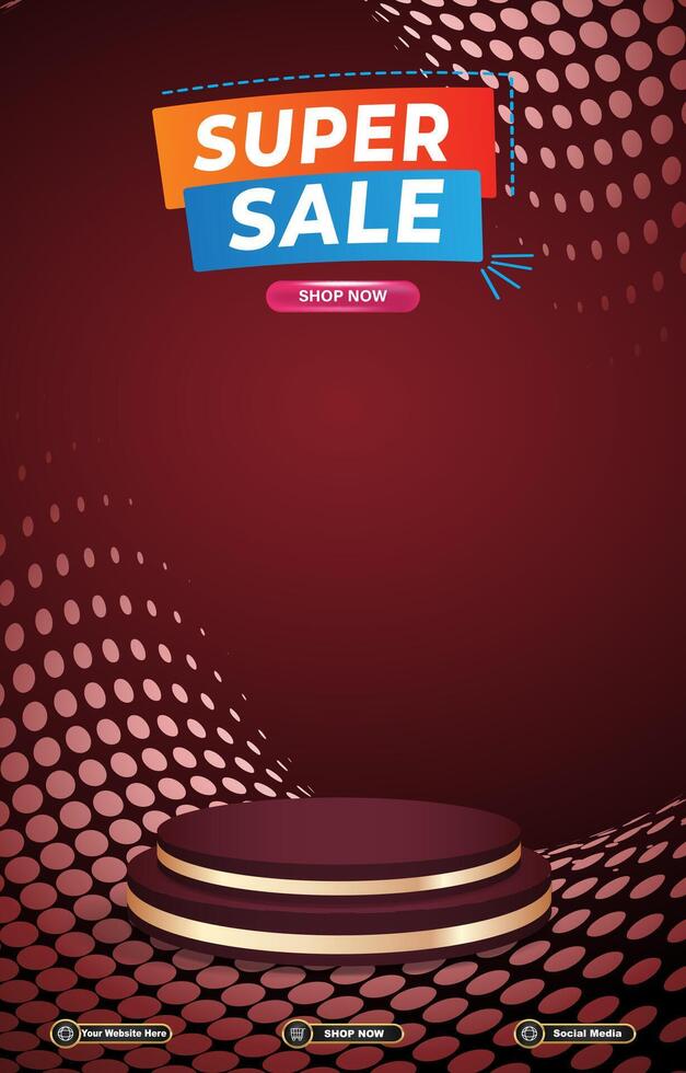 super sale with 3d podium for product sale with purple background design vector
