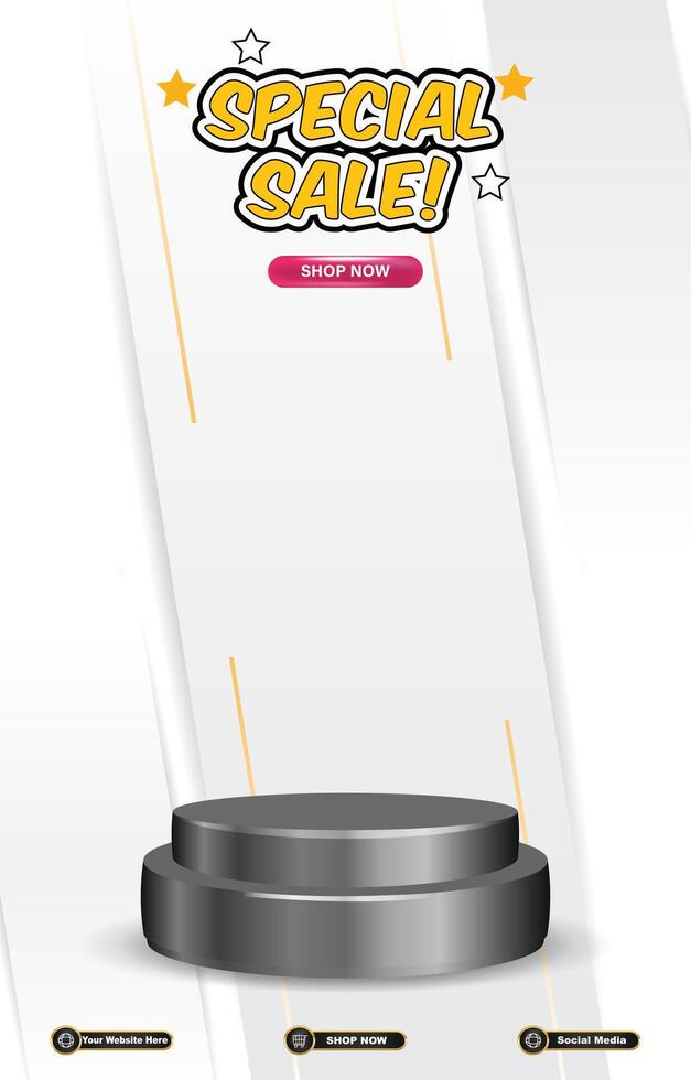 special discount sale template with 3d podium with white abstract gradient background vector