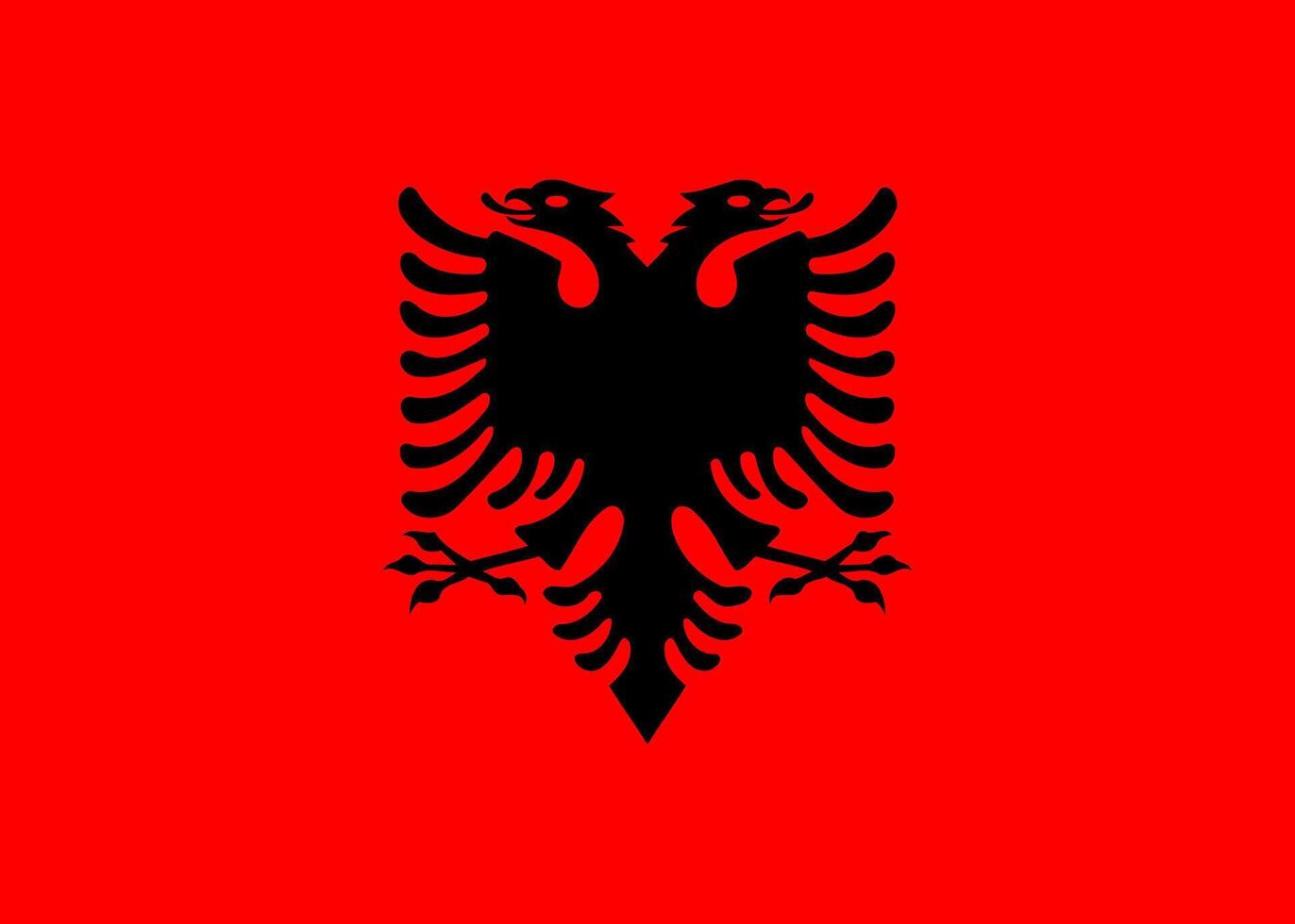 The albanian flag on a red background vector