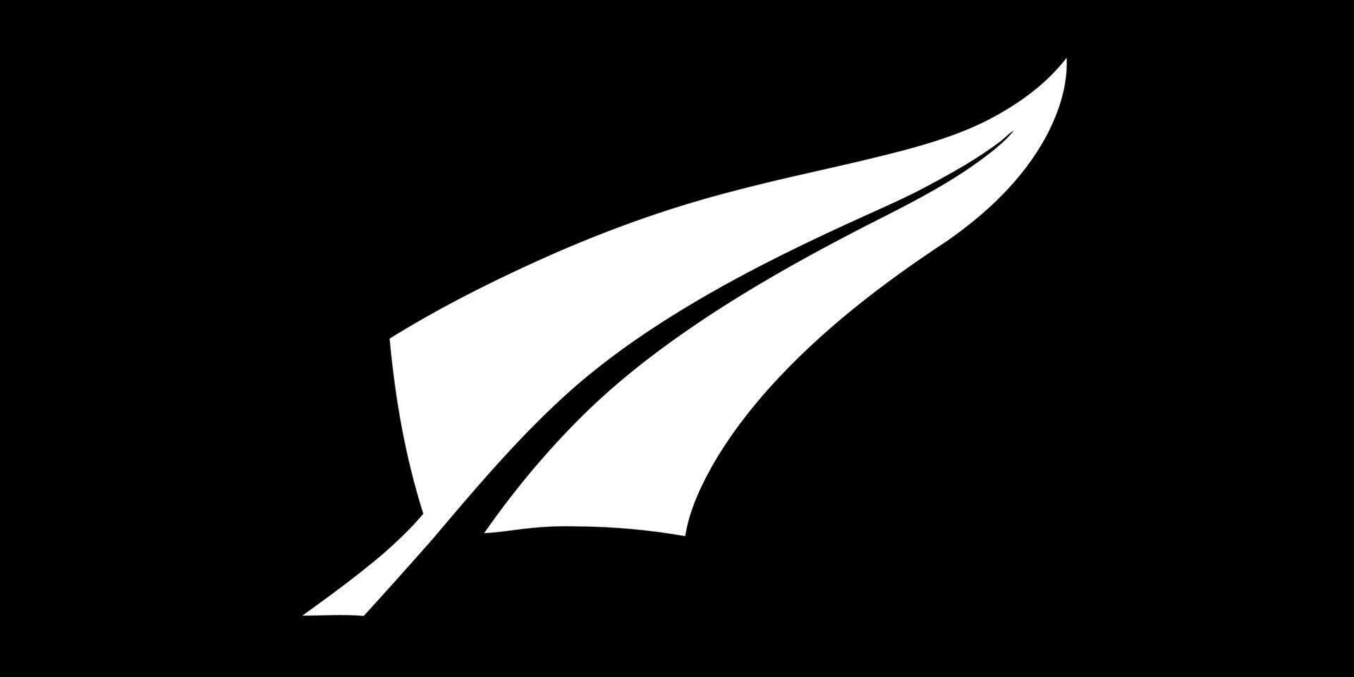 A white leaf logo on a black background vector