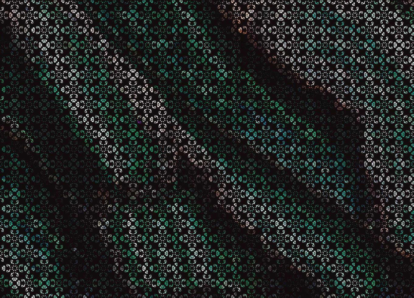 A green and black knit fabric with a pattern vector
