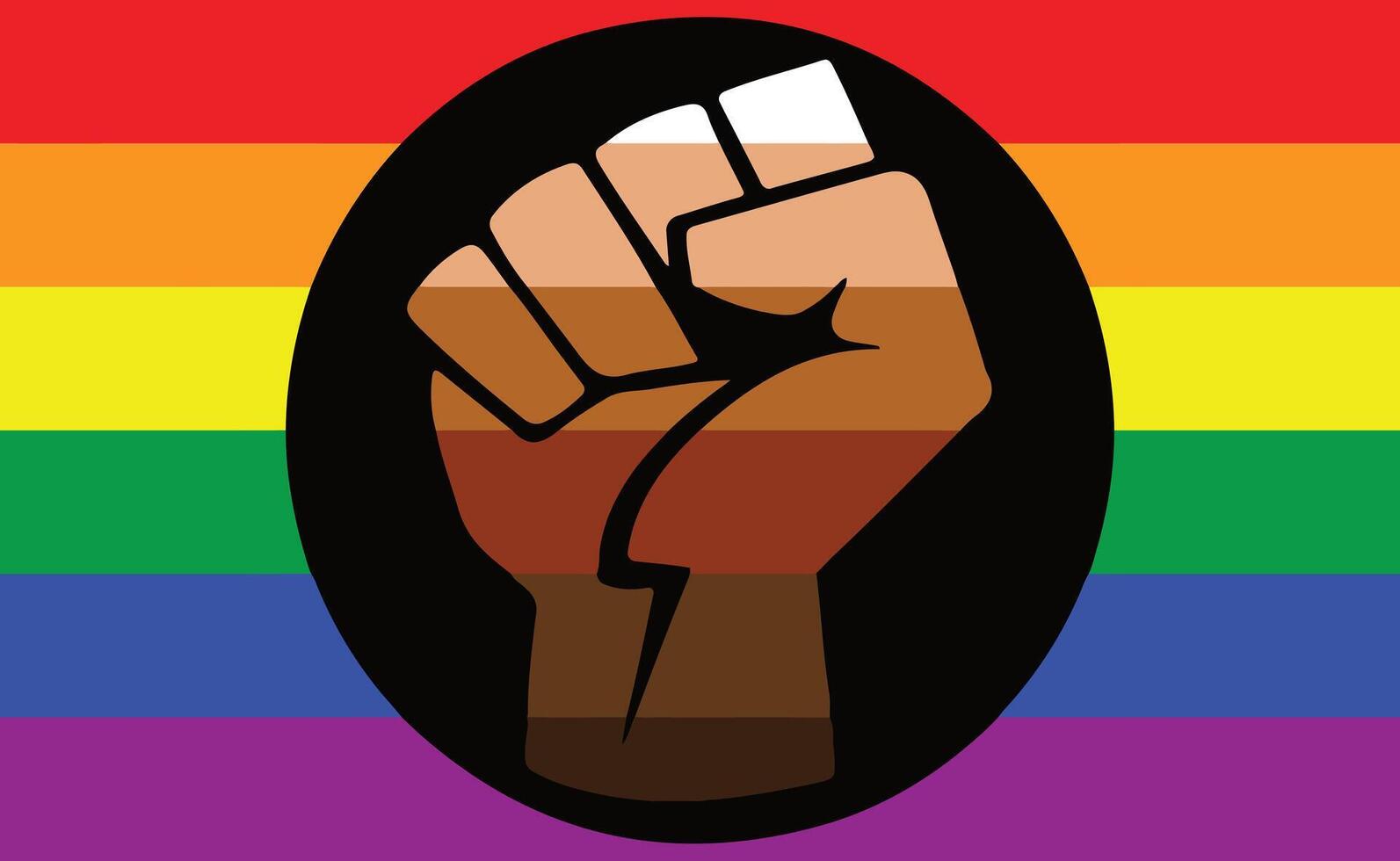 A fist with a rainbow background vector