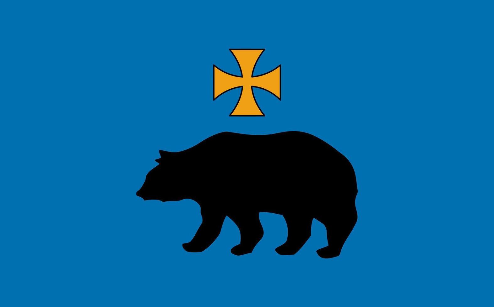 A bear with a cross on it and a blue background vector