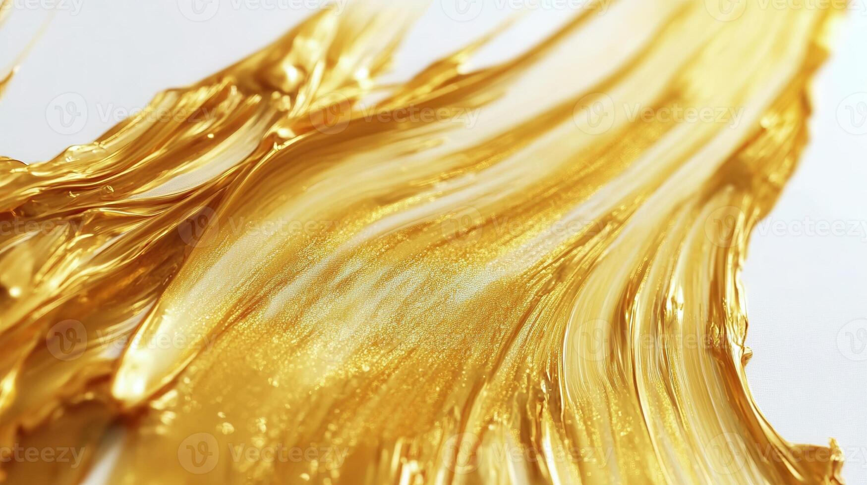 Dynamic interplay of energetic and white paint, forming swirling patterns and gold splashes against a textured backdrop photo