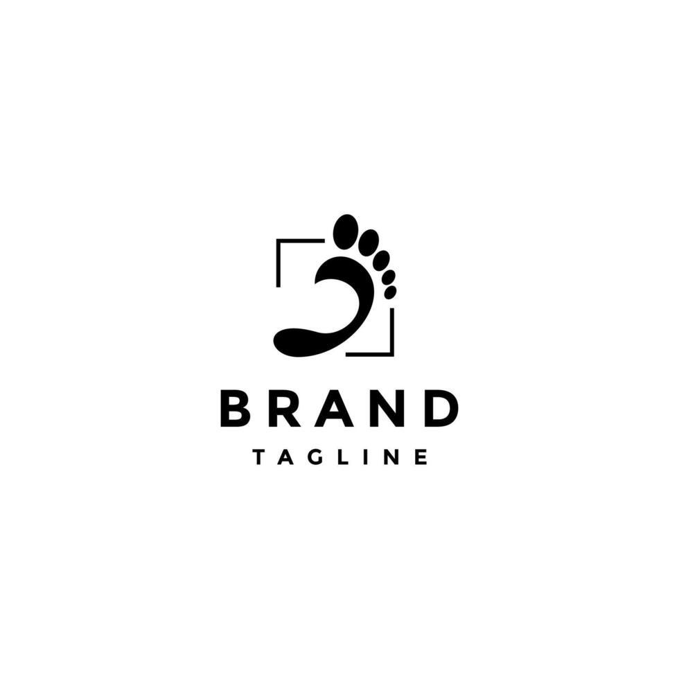 Simple Square Corner Footprint Logo Design. Footprint Silhouette In Two Square Corners Logo Design. vector