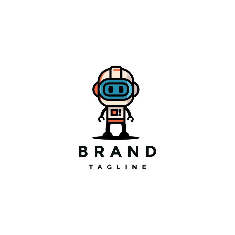 Cute Astronaut Bot Mascot Logo Design. Little Fun Astronaut Robot Mascot Logo Design. vector