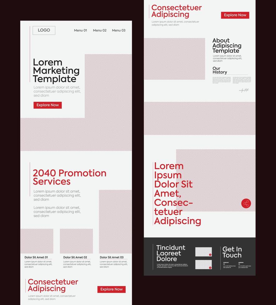 Minimal Colorful Website Wireframe Template for Landing Page Design Layout vector