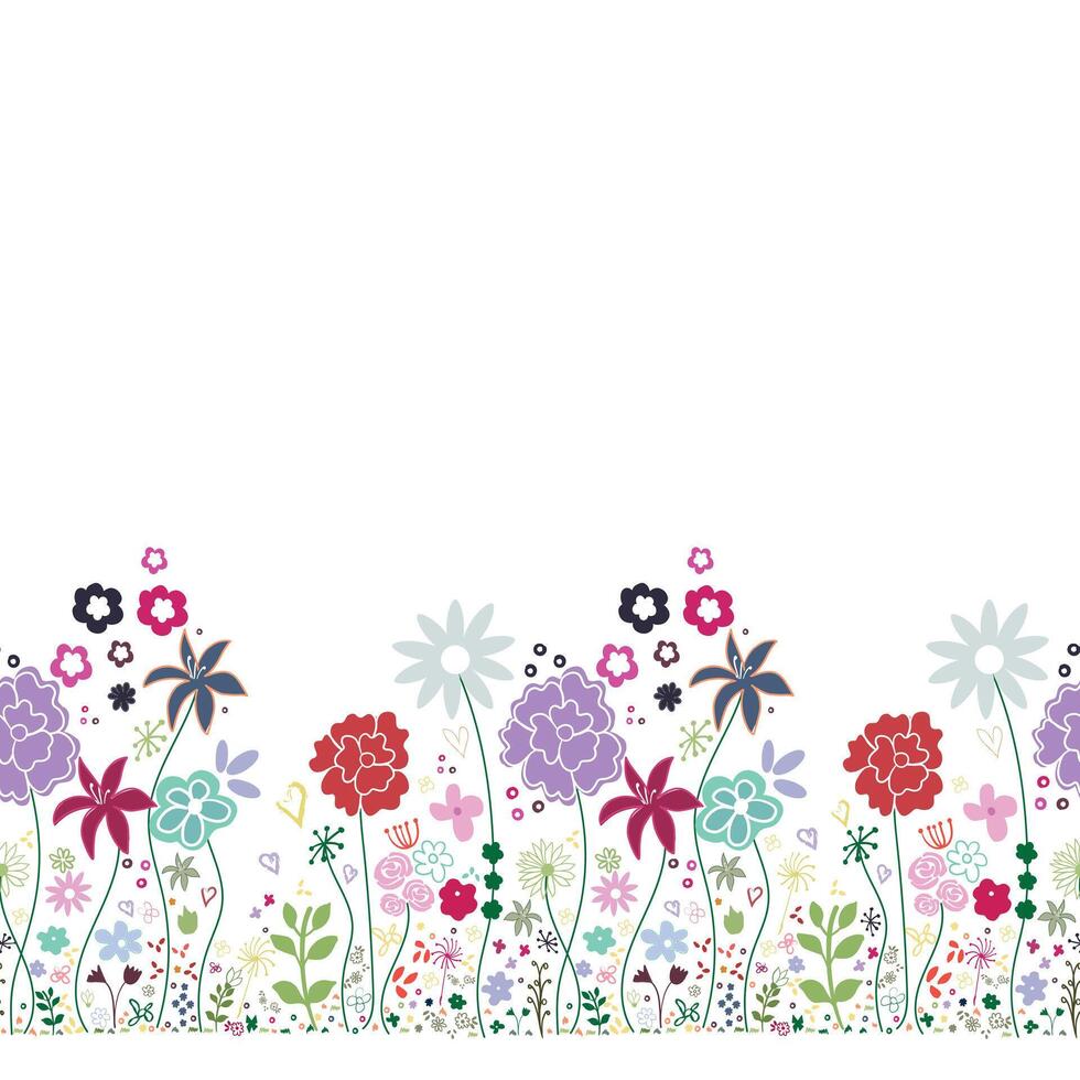 Daisies spring time floral seamless banner design illustration vector