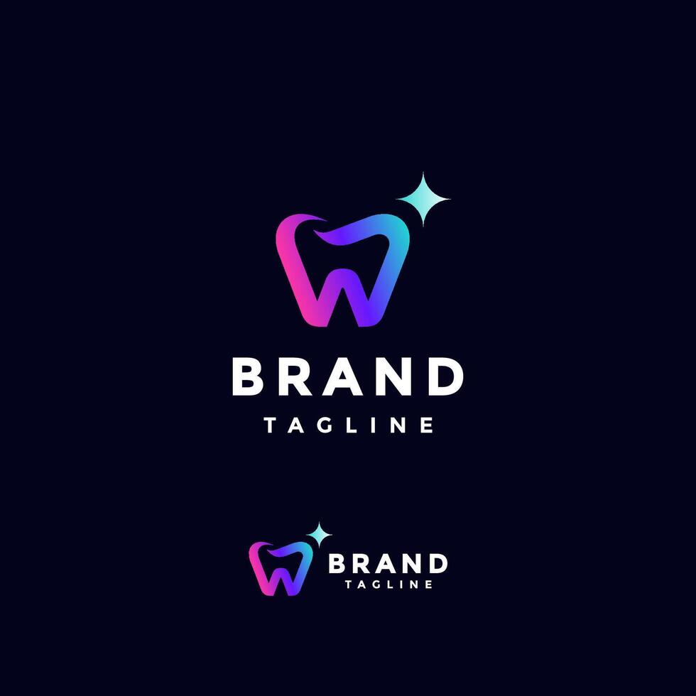 Simple Teeth Initials Letter W Logo Design. Shining W Initial Teeth Icon Logo Design. vector
