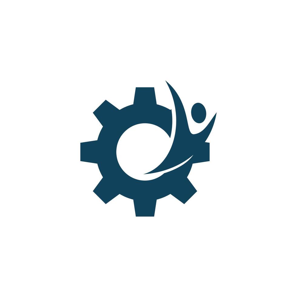 Gear and Person Success Logo vector