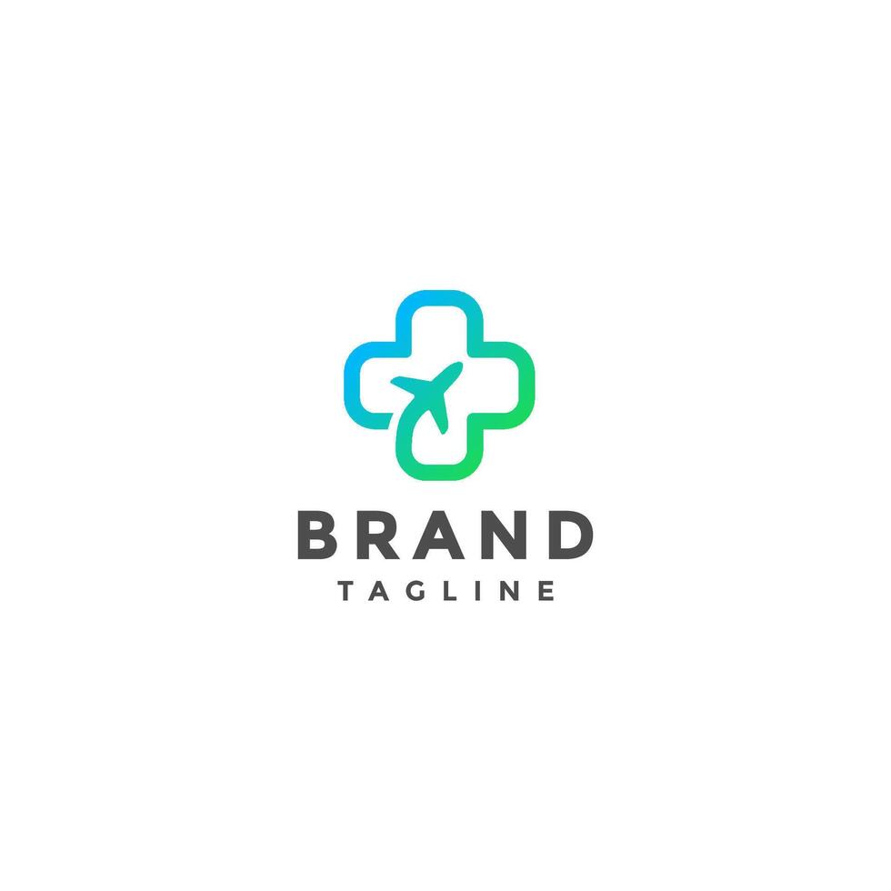 Aviation Safety Line Symbol Logo Design. Airplane Flight Lines Form Plus Icon Logo Design. vector